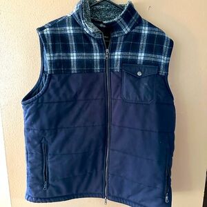 Banana Republic Plaid Down Vest - Blue / Gray - EUC